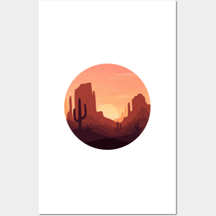 Desert Cactus Landscape Minimalistic Posters and Art